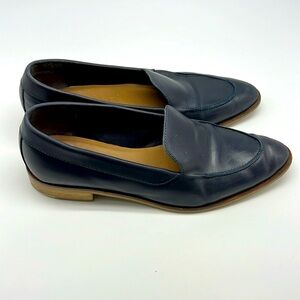 Everlane - The Modern Navy Blue Leather Made In Italy Pointed Toe Loafer SZ 8.5
